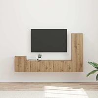 vidaXL TV-bänkset Väggmonterad 4 pcs Artisan Ek Konstruerat trä