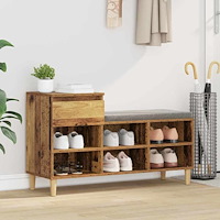 vidaXL Skoskåp med låda Gammalt trä 102 x 36 x 60 cm Konstruerat trä