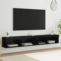 vidaXL TV-väggskåp Väggmonterad Panama 2 pcs Svart Ek 100 x 30 x 30 cm