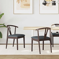 vidaXL Matstol 2 pcs Ljusbrun och svart Massiv Gummiträ