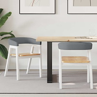 vidaXL Matstolar 2 pcs Vit 54 x 57 x 73 cm Massiv Gummiträ