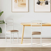 vidaXL Matstol 2 pcs Vit och brun Massiv Gummiträ