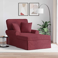 vidaXL Chaise Lounge med Kjol med kudde Vinröd 91 x 157 x 91 cm tyg