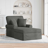 vidaXL Chaise Lounge med Kjol Mörkgrå 91 x 157 x 91 cm Ribbad Tyg