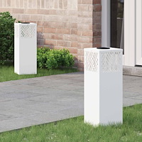 vidaXL Solar LED Stig Ljus Fiskbensmönster 2 pcs Vit Kallvalsat stål