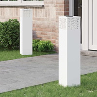 vidaXL Solar LED Stig Ljus Fiskbensmönster 2 pcs Vit Kallvalsat stål