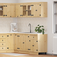 vidaXL Skåp med hylla med lagring med dörr 4 pcs Honung Massiv furu