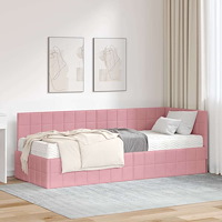 vidaXL Hörn Sängram med Madrass med huvudgavel 2 pcs Grå Sammet