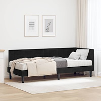 vidaXL Hörn Sängram med Madrass med huvudgavel 2 pcs Svart Sammet