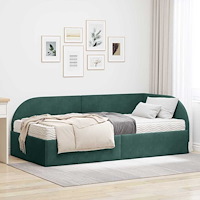 vidaXL Hörn Sängram med Madrass med huvudgavel 2 pcs Grön Sammet