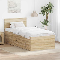 vidaXL Sängsoffa Sonoma Ek och Svart 90 x 200 cm Konstruerat trä