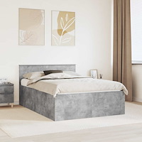 vidaXL Sängram med huvudgavel Betonggrå 150 x 200 cm Konstruerat trä
