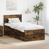 vidaXL Sängram med huvudgavel Rökt ek 75 x 190 cm Konstruerat trä