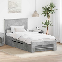 vidaXL Sängram med huvudgavel Betonggrå 80 x 200 cm Konstruerat trä