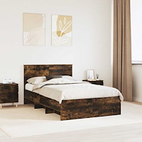 vidaXL Sängram med huvudgavel Rökt ek 137 x 203 cm Konstruerat trä