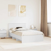 vidaXL Sängram med huvudgavel Vit 120 x 123 cm Konstruerat trä