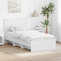 vidaXL Sängram med huvudgavel Vit 80 x 200 cm Konstruerat trä