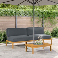 vidaXL Soffset med kudde Antracit 240 x 80 x 69 cm Massivt Akaciaträ