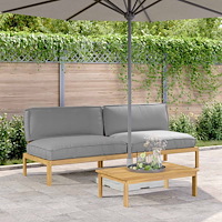 vidaXL Soffset med kudde Grå 240 x 80 x 69 cm Massivt Akaciaträ