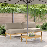 vidaXL Soffset med kudde Enfärgad 2 pcs Taupe Massivt Akaciaträ