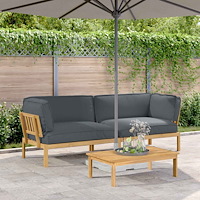 vidaXL Soffset med kudde Enfärgad 2 pcs Antracit Massivt Akaciaträ