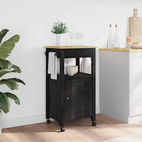 vidaXL Köksvagn Svart 88,5 x 40 x 48 cm Massiv furu