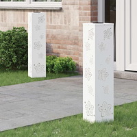 vidaXL Solar LED Stig Ljus 2 pcs Vit Kallvalsat stål