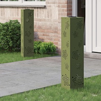 vidaXL Solar LED Stig Ljus 2 pcs Olivgrön Kallvalsat stål