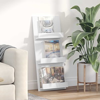 vidaXL Tidningshylla med hylla Vit 51 x 11 x 102 cm Konstruerat trä