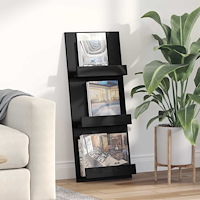 vidaXL Tidningshylla Svart Ek 43 x 11 x 102 cm Konstruerat trä