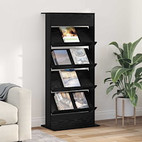 vidaXL Tidningshylla Svart Ek 70 x 41 x 156 cm Konstruerat trä