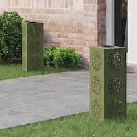 vidaXL Solar LED Stig Ljus 2 pcs Olivgrön Kallvalsat stål