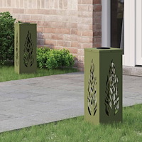 vidaXL Solar LED Stig Ljus 2 pcs Olivgrön Kallvalsat stål