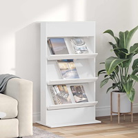 vidaXL Tidningshylla med hylla Vit 70 x 41 x 126 cm Konstruerat trä