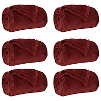 vidaXL Filtar 6 pcs Bordeaux Röd 130 x 150 cm Fleece