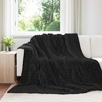 vidaXL Kastfilt Svart 240 x 220 cm Fleece