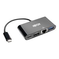Eaton Corporation Eaton Tripp Lite Series USB C to HDMI Multiport Video Adapter Converter w/ USB-A Hub, USB-C PD Charging Port & Gigabit E...
