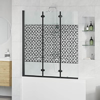 vidaXL Duschavskärmning Svart och Transparent 130 x 130 cm härdat glas