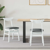 vidaXL Matstolar 2 pcs Vit 42 x 47,5 x 81 cm Massiv Gummiträ