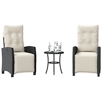 vidaXL Caféset med dynor 3 delar svart konstrotting