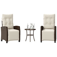 vidaXL Bistrogrupp med dynor 3 delar brun konstrotting