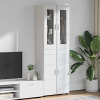 vidaXL Skåp med hylla Högblanka vita 60 x 35 x 182 cm Konstruerat trä