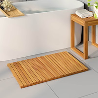 vidaXL Badmatta Enfärgad Brun 80 x 50 cm trä