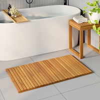 vidaXL Badmatta Enfärgad Brun 100 x 55 cm trä