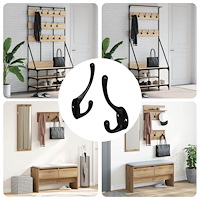 vidaXL Klädhängare 2 pcs Svart 102 x 29 x 47 mm Zinklegering