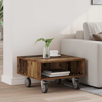 vidaXL Sido bord med hjul Gammalt trä 50,5 x 50 x 30 cm