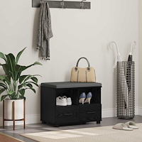 vidaXL Hallbänk Svart Ek 60 x 38 x 46 cm Spånskiva och klädfabric