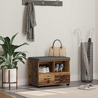 vidaXL Hallbänk Gammalt trä 60 x 38 x 46 cm Spånskiva och klädfabric