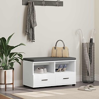 vidaXL Hallbänk med kudde Vit 80 x 38 x 46 cm Spånskiva och klädfabric
