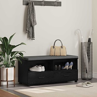 vidaXL Hallbänk Svart Ek 100 x 38 x 46 cm Spånskiva och klädfabric